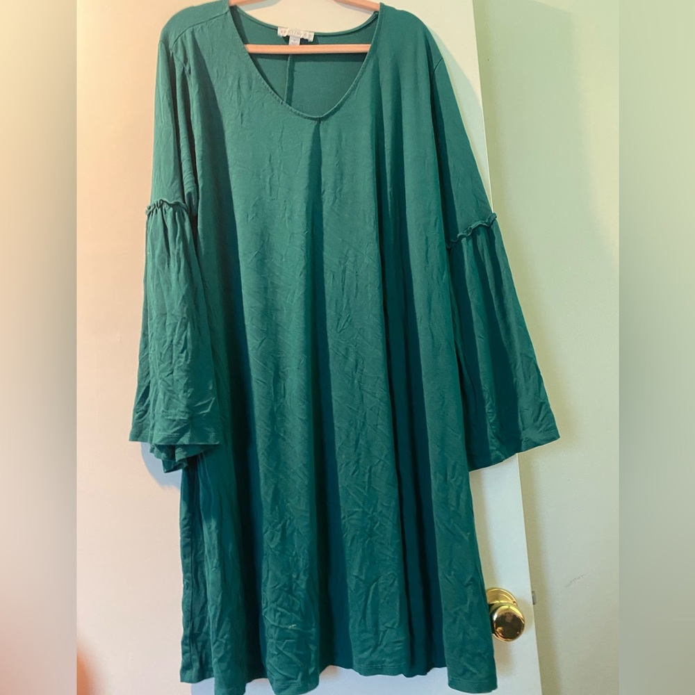 3x Teal Mini Tiered Bell Sleeve Dress